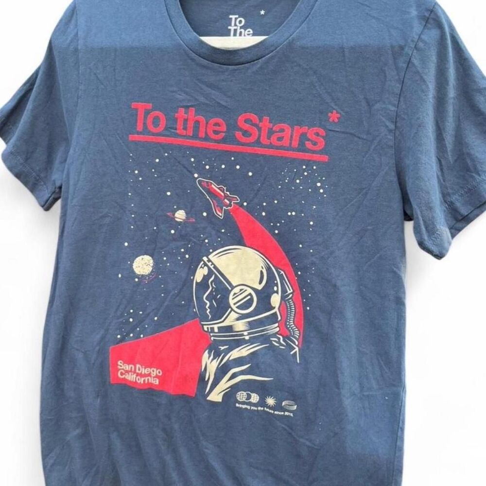 To The Stars Astronaut Graphic Tee | Blue | Medium | Retro Space - Picture 3 of 7